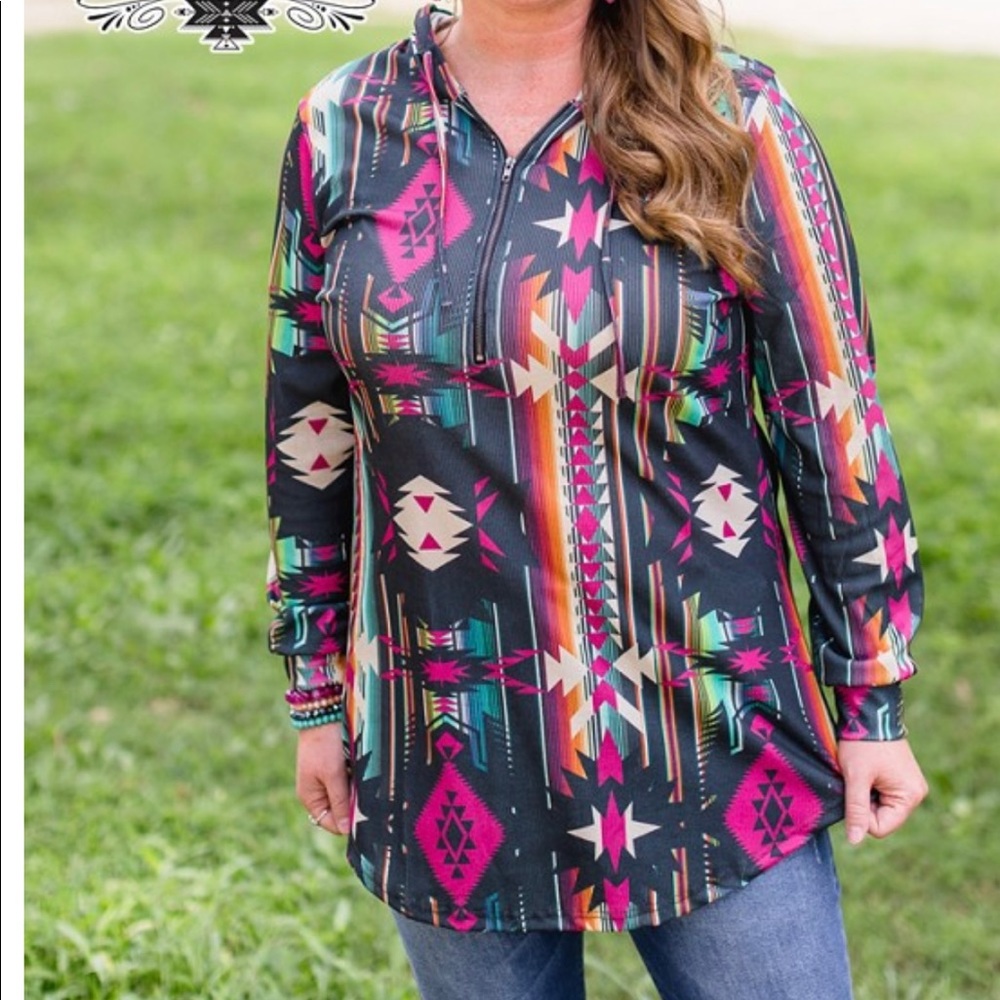 Crazy train hooded pullover top